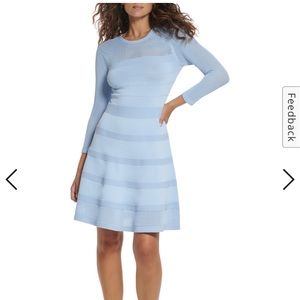 New VINCE CAMUTO MESH-DETAIL FIT-AND-FLARE DRESS